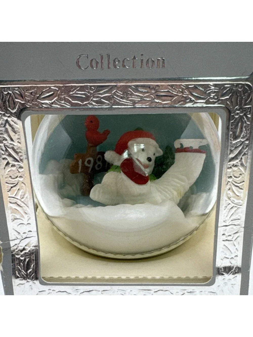 1981 Christmas Memories Collection 1981 Polar Bear Unbreakable Satin Ornament VA
